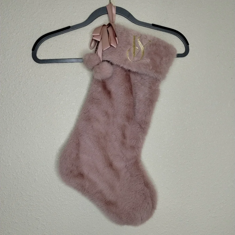 Victoria’s Secret Stocking Christmas Holiday Faux Fur Mauve Pink